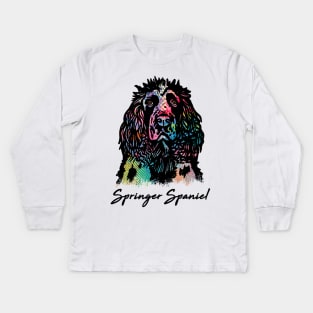 Springer Spaniel Dog - Tie Dye Color Kids Long Sleeve T-Shirt